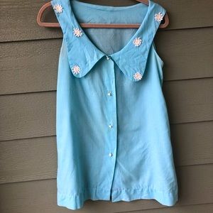 1960s Embroidered Baby Doll Tank